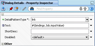Dialog Details Property Inspector