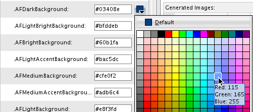 Displaying the Color Picker