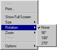 Screen image of default Rotation menu