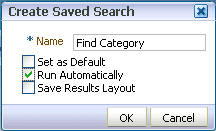 Saved Search runtime dialog