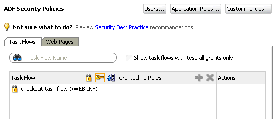 Hiding task flows with grants in ADF policy editor