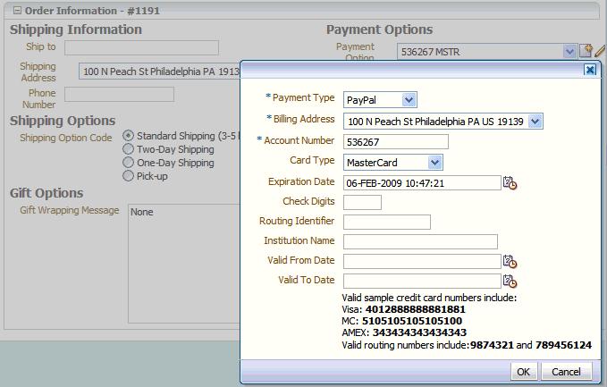 FOD payment details dialog