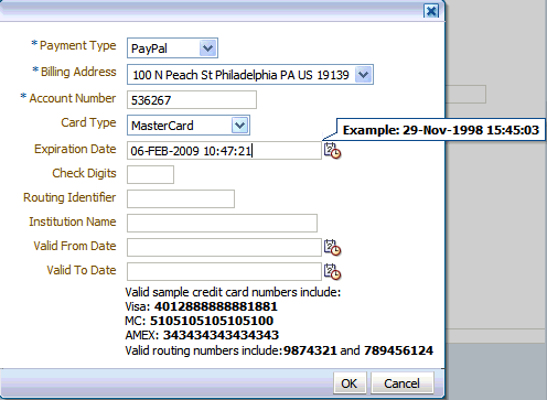 FOD payment details with date mask