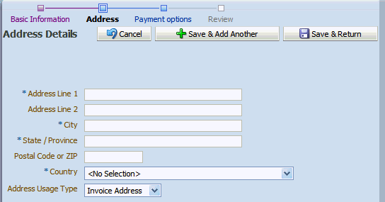 FOD customer registration address input form