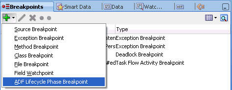 Breakpoint window dropdown menu.
