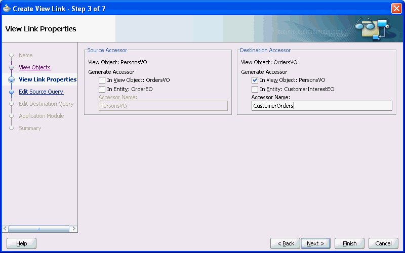 Image of step 4 of the View Link Properties editor