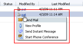 User name and status icon