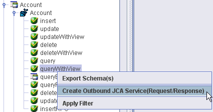 Application Explorer context menu