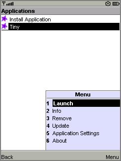 Use soft keys to open the menu and select 1 (Launch)