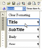 Styles menu in Microsoft Word.