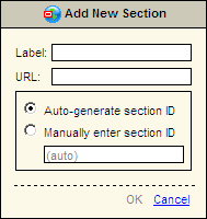 Screenshot of the Add New Section dialog.
