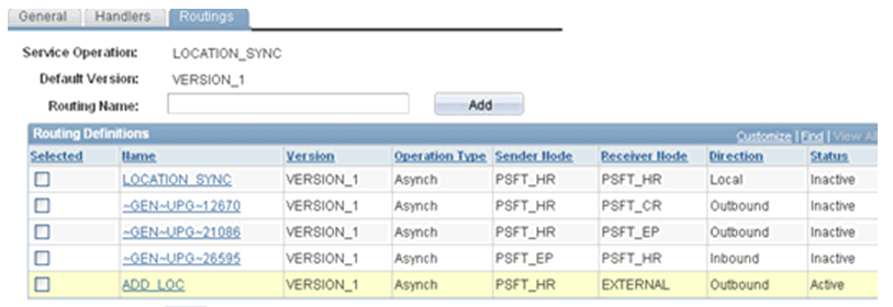 Routing Definitions section