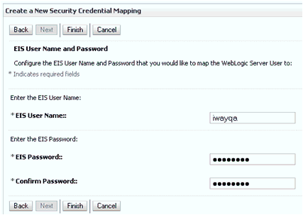 EIS User Name and Password page