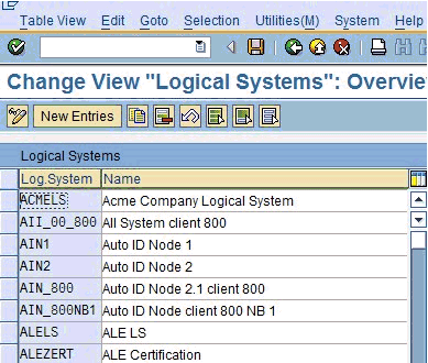 Change View "Logical Systems" window