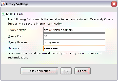 Proxy Configuration Screen