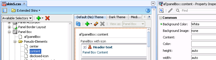 Setting Background Color for a panelBox Component