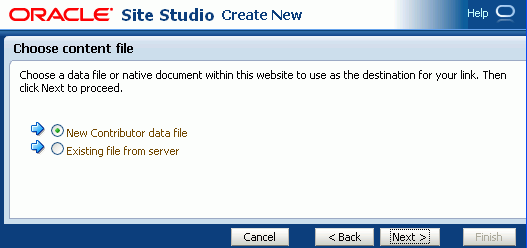Adding Site Studio Content: Choose Content File
