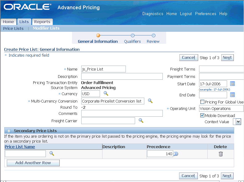 Oracle Advanced Pricing User's Guide