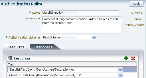 image:This screen shot shows creating an Authentication Policy in an Application Domain.