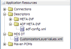 Application Resources panel, MDS DT folder