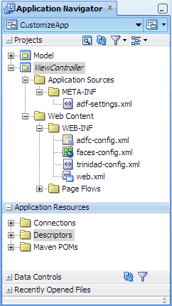 Application Resources panel expanded