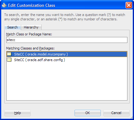 Edit Customization Class dialog