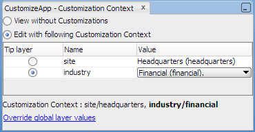 Customization Context window with 2 layers, site is tip