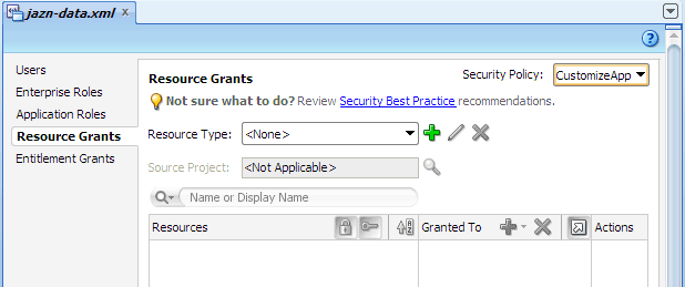 jazn-data editor, Resource Grants