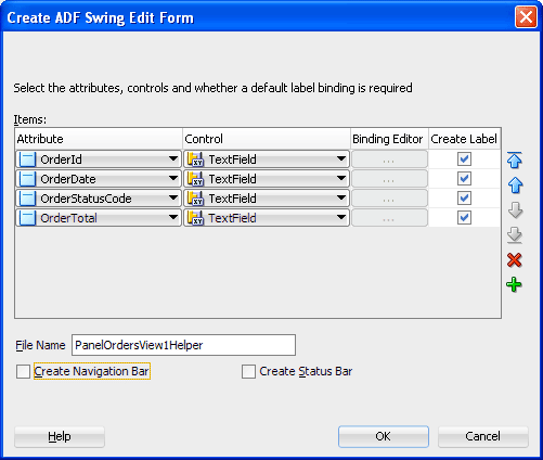 Create ADF Swing Edit Form