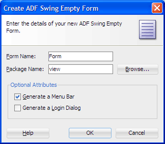 Create ADF Swing Empty Form