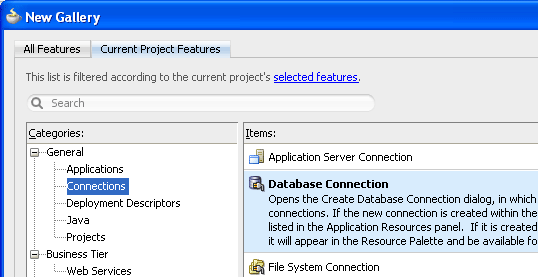 New Gallery, Connections, Database Connection