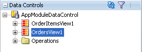 Data Controls panel in the Application Navigator