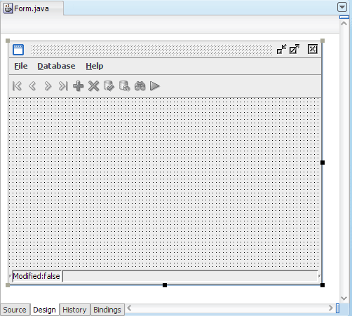 Java visual editor, new empty form