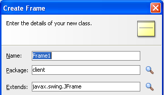 Create Frame dialog, top