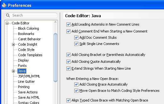 Java preferences