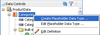 Create Placeholder Data Type menu