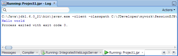 Log window showing result of client run