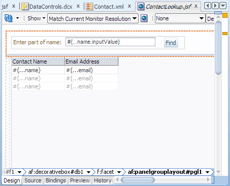 Visual editor, ContactLookup page