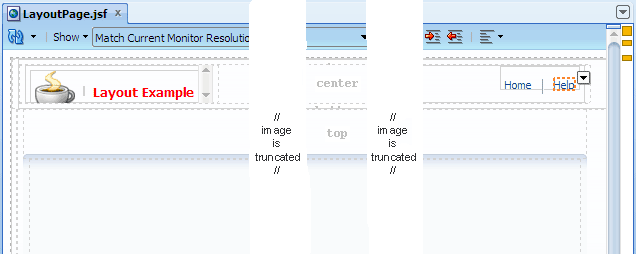 Visual editor, top area contents on page
