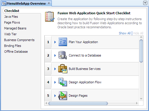 Part of Application Overview window