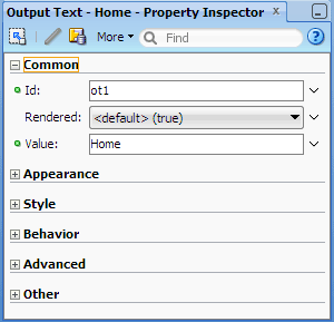 Property Inspector, Output Text