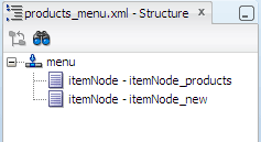 Structure window, products_menu.xml