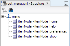 Structure window, root_menu.xml