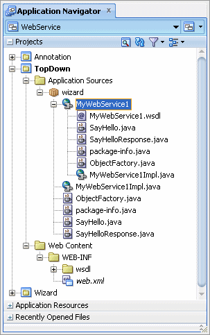application navigator with TopDown project