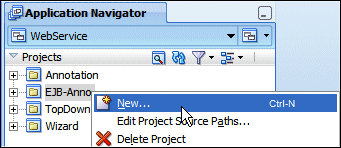 application navigator select new