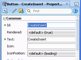 PI for ADF Button with Id property set to CreateInsert.