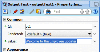 setting value of output text