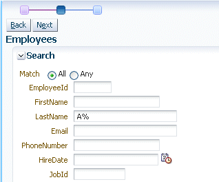 searching for any employee who starts with a