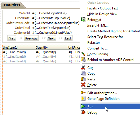 Run context menu option 