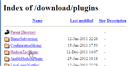 Index of Hudson plugins Downloads 
